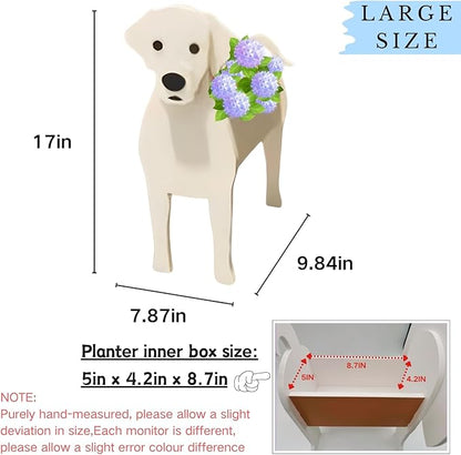 White Labrador Dog Planter Plant Pots,Cute Large Dog Flower Planter,Gifts for Pet Lovers,Unique Animal Plant Pots,Office,Indoor Outdoor Garden Decor(9.84 * 7.87 * 17in)