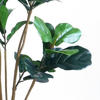 Artificial Tree in Modern Swirl Pattern Planter, Fake Ficus Lyrata Silk Tree for Indoor and Outdoor Home Decoration - 66" Overall Tall (Plant Pot Plus Tree)