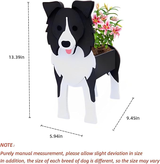 Border Collie Dog Planter Plant Pots,Cute Dog Flower Planter,Gifts for Pet Lovers,Unique Animal Plant Pots,Office,Indoor Outdoor Garden Decor