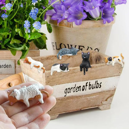 Miniature Cute Cat Figurines,Mini Cat Fairy Garden Bonsai Decorations,Funny Micro Landscape Ornaments for Outdoor Garden Lawn Pot Car Dash Decor,5 Pieces