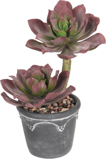 Hollyone Large Artificial Succulent Plants - Fake Agave Succulent in Vintage Cement Pot - 13" Faux Plant for Desk, Home, Office, Living Room, Table, Shelf Decor