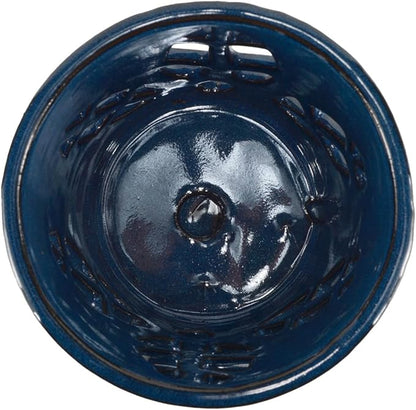 W&W Orchid Pot with Holes and Saucer for Repotting, Blue, 5.5 Inches