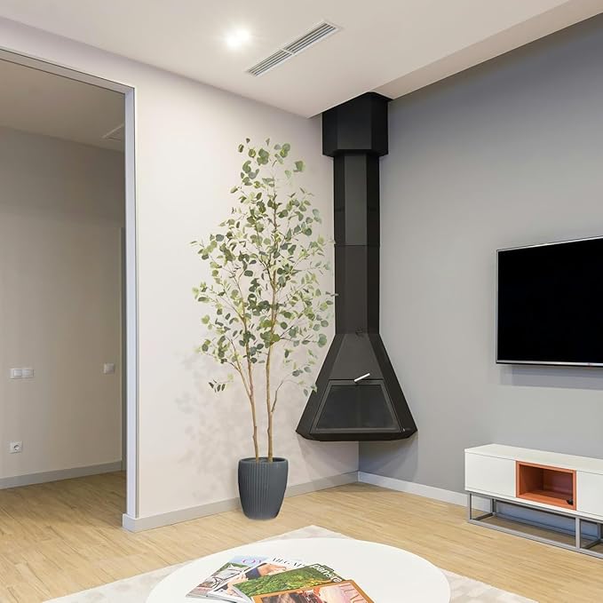 Artificial Eucalyptus Tree, 8ft Large Fake Silk Leaves Eucalyptus Plant with Basket, 96” Faux Tree for Home Office Livingroom Floor Decor Indoor Outdoor