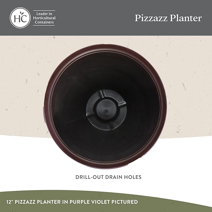 The HC Companies Pizzazz Decorative Round Flower Pots w/Ceramic Look - UV-Resistant Decorative Pot for Outdoor & Indoor Plant Pots - Modern Planter for Flower, Herbs (12” Admiral Blue, Pack of 1)