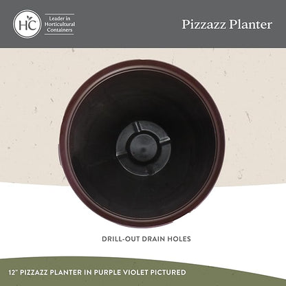 The HC Companies Pizzazz Decorative Round Flower Pots w/Ceramic Look - UV-Resistant Decorative Pot for Outdoor & Indoor Plant Pots - Modern Planter for Flower, Herbs (12” Admiral Blue, Pack of 1)