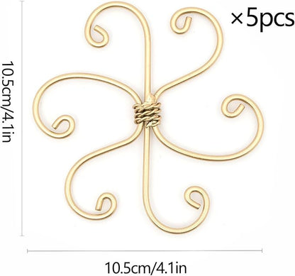 5PCS Plant Stem Support - Durable 5pcs Iron Grapple Holder for Monstera & Climbing Plants, Unique Design for Optimal Growth, Bamboo Clamp Set for Leaf Stabilization and Support (Gold)