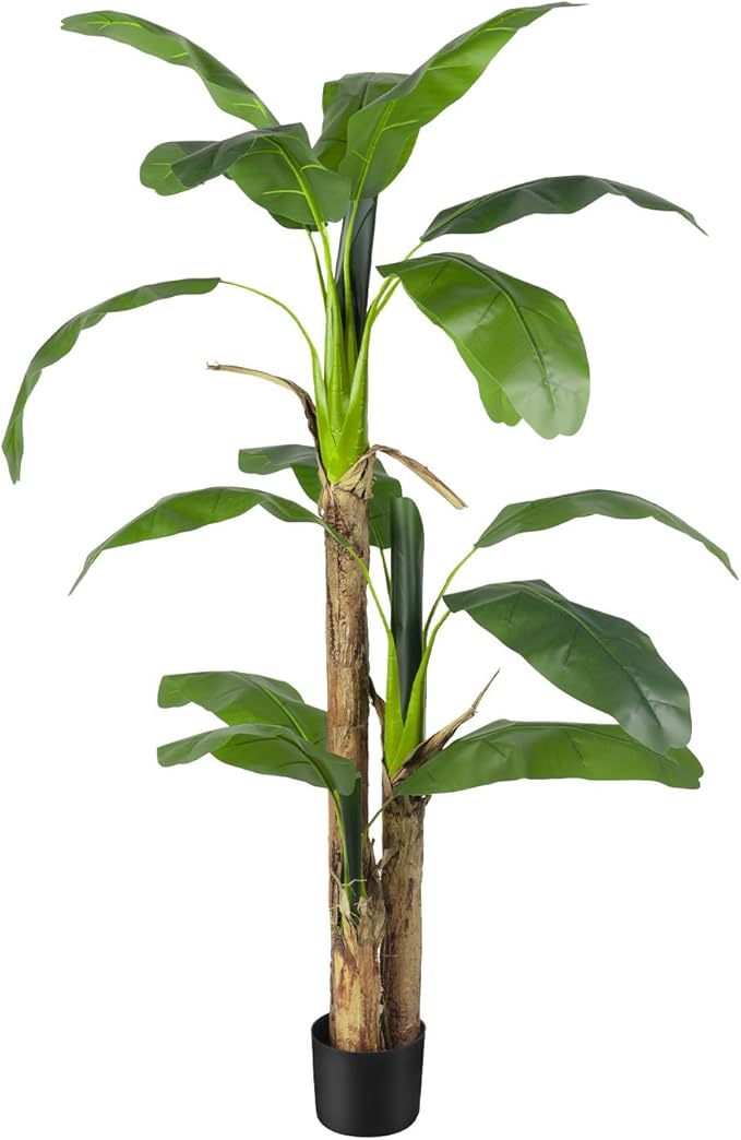 Artificial Banana Tree Faux Tall Plant Fake Banana Leaf Plant Banana Silk Tree Faux Banana Leaves for Home Swimming Pool Indoor Outdoor Patio Tropical Decor
