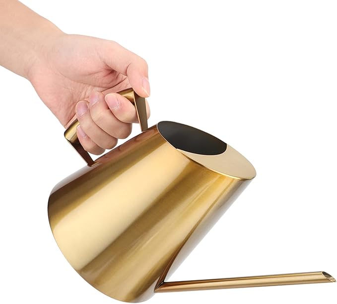 Watering Can, 1500ml Stainless Steel Long Spout Watering Cans, Gold Water Can Suitable for Potted Plants, Hanging Plants, and Outdoor Gardens