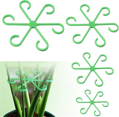 4Pcs Plant Stem Supports, Reusable Plastic Plant Accessories Indoor, Monstera Plant Support for Climbing Houseplants, Stakes Trellis Stem Hook Growth Tools for Neat Garden Arrangement(Green)
