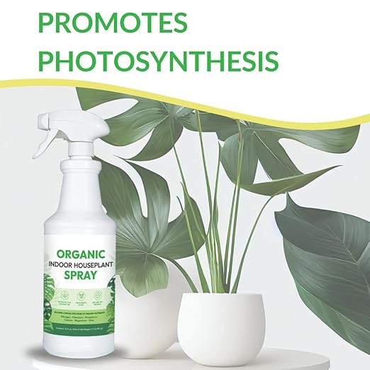 Organic Indoor Houseplant Spray - Liquid Plant Food in a Spray Bottle (Foliar Fertilizer) | Use on All Live Indoor Plants, Orchids, and Succulents | No Mixing Required (32oz)
