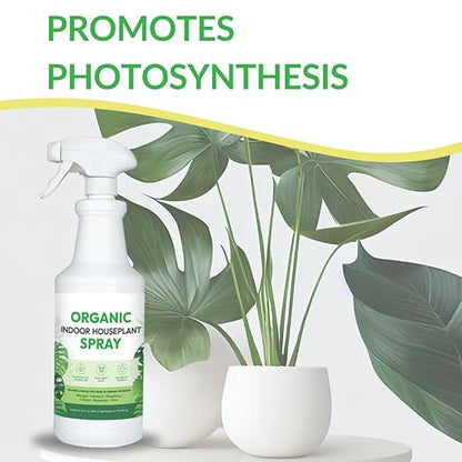 Organic Indoor Houseplant Spray - Liquid Plant Food in a Spray Bottle (Foliar Fertilizer) | Use on All Live Indoor Plants, Orchids, and Succulents | No Mixing Required (32oz)