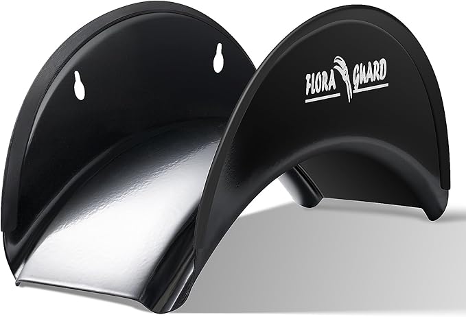 FLORA GUARD Garden Hose Reels, Hose Holder Wall Mount - Heavy Duty Metal Hose Hanger Holds Up to 125Ft, Garden Water Hose Holder for Outside Yard, Anti-Rust Anti-Slip (2pcs Black)