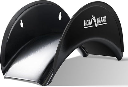FLORA GUARD Garden Hose Reels, Hose Holder Wall Mount - Heavy Duty Metal Hose Hanger Holds Up to 125Ft, Garden Water Hose Holder for Outside Yard, Anti-Rust Anti-Slip (2pcs Black)
