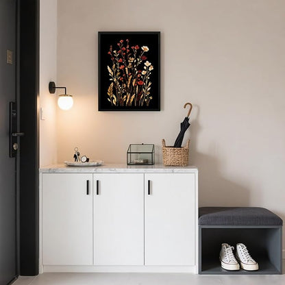 Bathroom Wall Art Decor Canvas Art Wall Decor Small Framed Wall Art Decor Pictures for Bathroom Bedroom Artwork for Walls Blooming in Dark Flowers Wall Decorations Hallway Over Bed Decor 8x12 Inchs