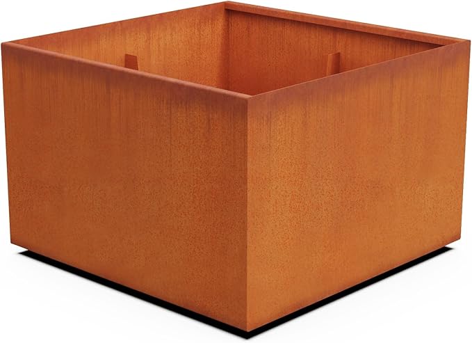 PLANTERCRAFT Corten Steel Planter Square Cube Metal Garden Box Heavy Duty | Made in USA | Fully Assembled | Commercial Residental Outdoor