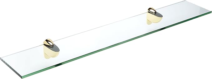 Spancraft Glass H-6x36-Brass Heron Glass Shelf, Brass, 6" x 36"