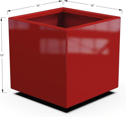 Plantercraft Powder-Coated Aluminum Planter Box - Square Cube - Metal All Weather | Indoor Outdoor | Made in USA | Fully Assembled