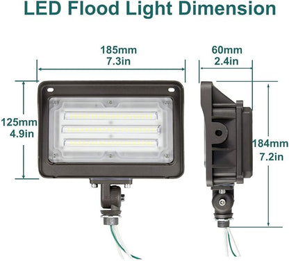 kadision LED Flood Light 50W, Dusk-to-Dawn Photocell, 5000K 6500lm 100-277Vac, 180-degree Adjustable Knuckle, Waterproof Outdoor Security Lighting Fixtures, ETL Listed (4-Pack)