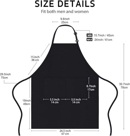 4 Packs Chef Apron, Black Waterproof Apron, Adjustable Aprons with 2 Pockets for Men Women, Professional Aprons for Kitchen Cooking Gardening Painting Baking Restaurant (Black)