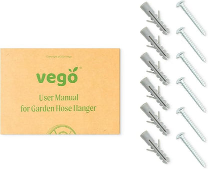 Vego Garden Hose Hanger Hangout with 115 ft of 5/8" Capacity And Enclosed Storage Compartment (Cloud Grey)