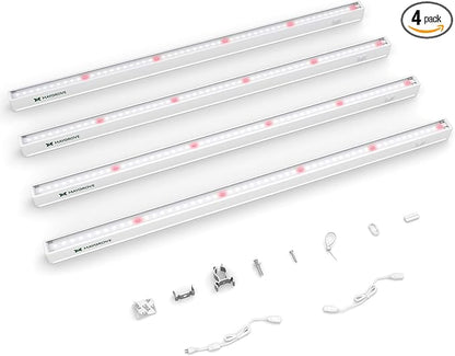 Grow Lights for Indoor Plants 2FT, Red-Enhanced Full Spectrum 5000K Grow Light, 60W(4 x 15W), T5 LED Grow Light Strips for Leafy Greens and Vegetables, High PPFD, Linkable, White, 4-Pack