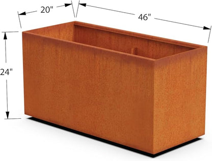 Plantercraft Large Rectangular Planters for Outdoor Plants | 46x20x24 Inch Corten Steel Planter Box | Extra Large Outdoor Planters for Commercial & Patio Use | Fully Assembled, Heavy Duty Metal
