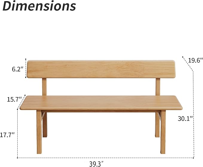 Outdoor indoor Bench,39.3 Patio Garden and balcony Wooden Bench, Weatherproof Sturdy Wood Garden Bench with Seat for Porch, Park, Backyard, 800 Lbs Max Load, 2-Person log color Loveseat with Backrest