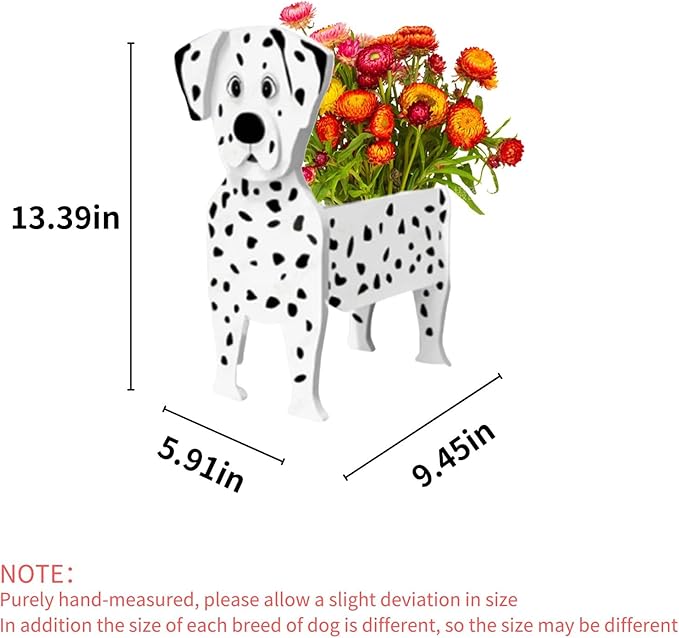 Dalmatian Dog Planter Plant Pots,Cute Dog Flower Planter,Gifts for Pet Lovers,Unique Animal Plant Pots,Office,Indoor Outdoor Garden Decor(9.45 * 5.91 * 13.35in)