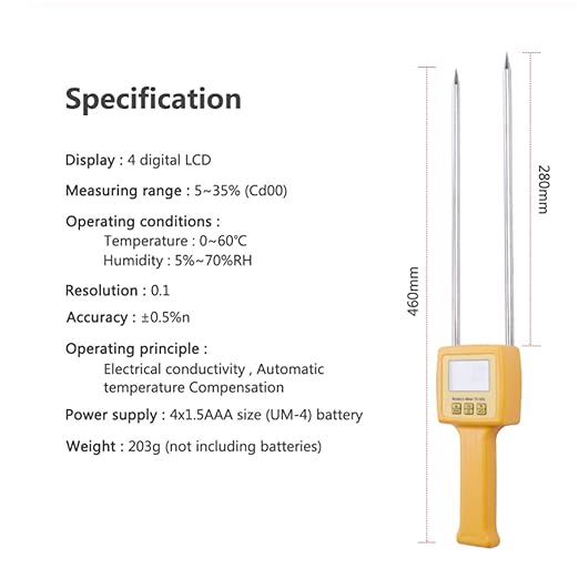 TK100S Digital Moisture Meter Portable Grain Moisture Meter for Corn, Wheat, Rice, Beans, Wheat Flour