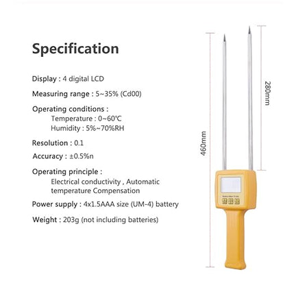 TK100S Digital Moisture Meter Portable Grain Moisture Meter for Corn, Wheat, Rice, Beans, Wheat Flour