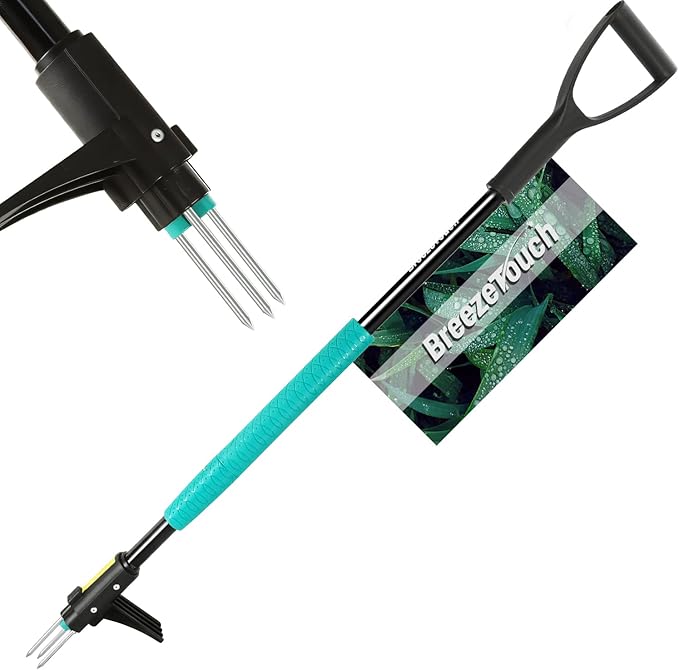 Breeze Touch 39" Weed Pulling Tool, 3-Claw Detachable Weed Puller Tool with Long Handle, Heavy Duty Stand Up Weeder Weeding Tool for Lawn, Yard, Garden, Crabgrass, Dandelion Picker, Weed Remover