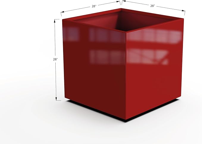 Plantercraft Powder-Coated Aluminum Planter Box - Square Cube - Metal All Weather | Indoor Outdoor | Made in USA | Fully Assembled