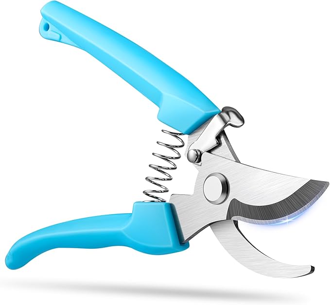 Flower Scissors, Flower Shears High Strength Steel Sharp, Ergonomic Handle Pruning Shears for Gardening, Lightweight Garden Scissors, 1-inch Cut Capacity Rust Resistant for Plants Bonsai-Blue