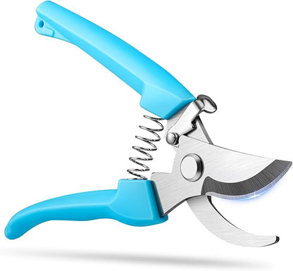 Flower Scissors, Flower Shears High Strength Steel Sharp, Ergonomic Handle Pruning Shears for Gardening, Lightweight Garden Scissors, 1-inch Cut Capacity Rust Resistant for Plants Bonsai-Blue