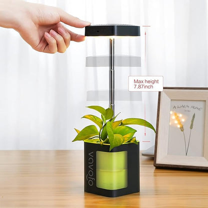 VAVOFO Plant Light for Indoor Plants Rechargeable Mini Grow Light with Planter, Full Spectrum, Height Adjustable, Automatic Timer, DIY Various Small Planting,Green