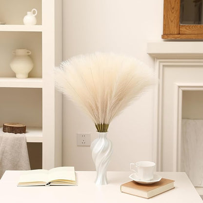 Faux Beige Pampas Grass - 30pcs 24 Inch Boho Home Decor, Artificial pompas Floral, Small Fake Pompous Grass for Table Centerpieces, Wedding and Baby Shower Decorations (Beige, 30 Pieces)