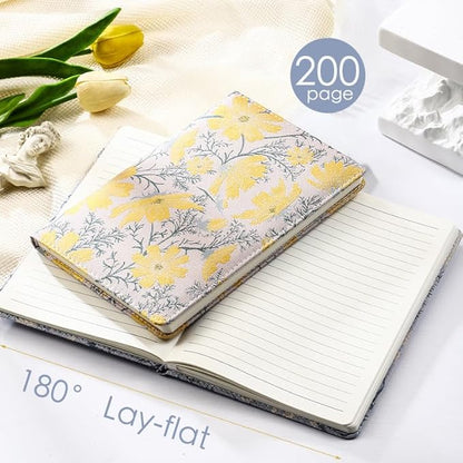 ipoul Floral Notebook, Journal for women, A5, Hardcover, 6x8, Ruled Pages, Lay Flat, Pretty, Daisy Notebook, Yellow, Reading Journal, Writing Notebook, Personal Journal
