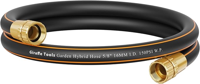 Giraffe Tools Leader Hose 2ft x 5/8", 24INCH Short Water Hose for Hose Reel Connecting 3/4 inch GHT Connector, Lightweight, Flexible with Female Female Fittings