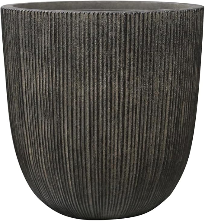12.4"H Tall Round Plastic Planter for Indoor Outdoor Plants, Large Indoor Outdoor Plant Pots with Drainage Hole and Plug, Flower Pots for Plants, Modern Planter for Home Garden Patio,Vintage Black