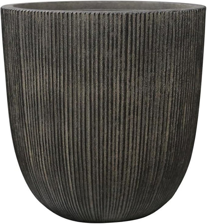 12.4"H Tall Round Plastic Planter for Indoor Outdoor Plants, Large Indoor Outdoor Plant Pots with Drainage Hole and Plug, Flower Pots for Plants, Modern Planter for Home Garden Patio,Vintage Black