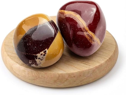 Polished Mookaite Jasper Crystal Stones - 2 Pcs of 1.2" Worry Stone for Anxiety, Pocket Palm Stone Super Large Handpicked Natural Tumbled Gemstones for Meditation, Reiki, Chakra Healing, Home Decor