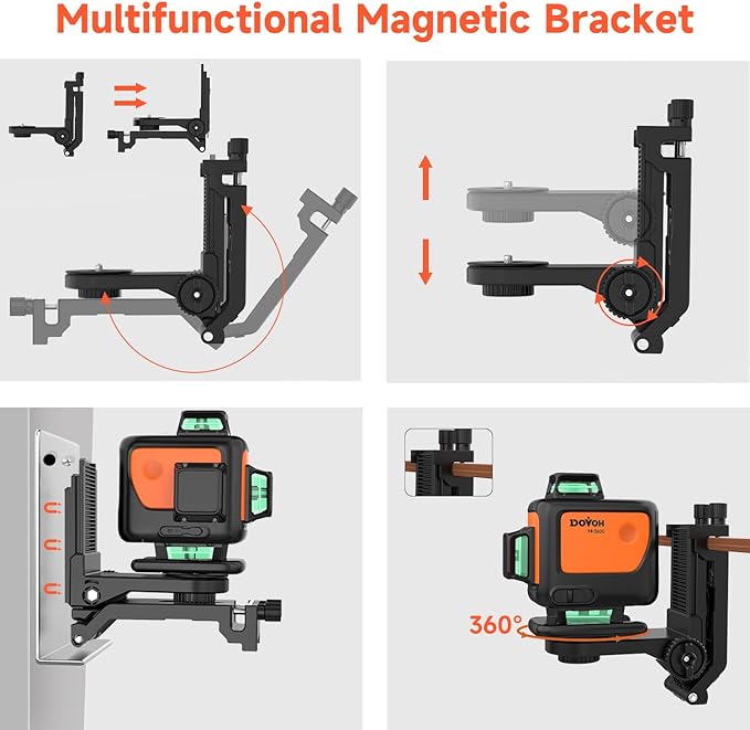 4D Laser Level with Tripod : Dual Batteries Laser Level 360 Self Leveling Green Hard Toolbox for Construction Floor Tiling Ceiling, Class Ⅱ, Y4-360G-KIT