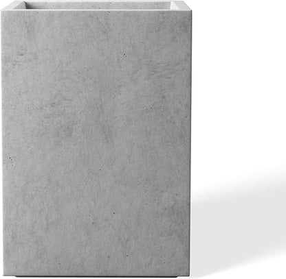 Kante 12.6" H Tall Rectangular Concrete Planters, Outdoor Indoor Lightweight Plant Pots with Drainage Hole and Rubber Plug, Modern Style for Home Garden Patio, Natural Concrete