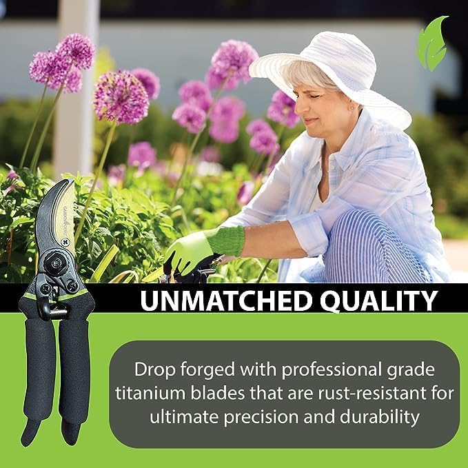 GARDEN GURU Soft Grip Garden Pruning Shears Scissors Clippers - Hardened Titanium Blades, Comfort Grips – Heavy Duty Bypass Hand Pruners Branch Cutters for Gardening Trimming Bushes - 1 Case (50 Pcs)