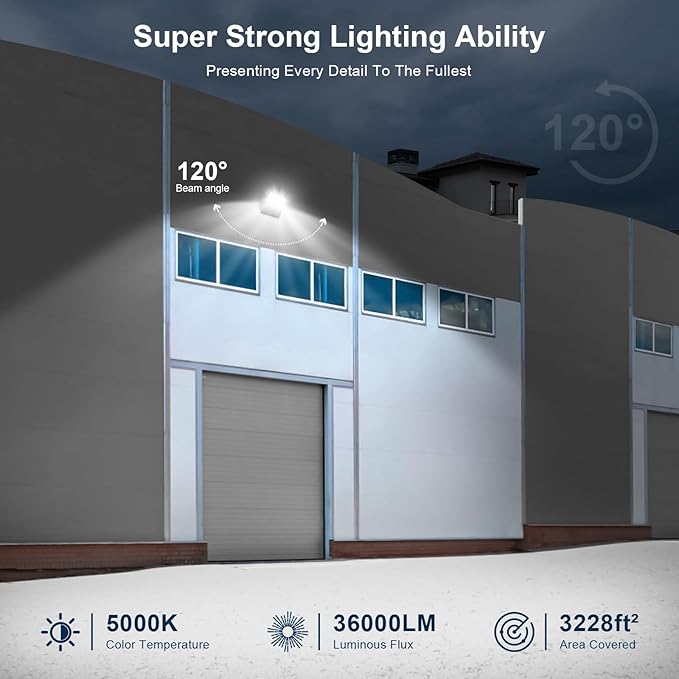 LED 240 Watt Stadium Lights Fixture, Outdoor Super Bright 36000 Lumen Stadium Flood Light, 5000K 120° Wider Lighting Angle Yoke Mount Commercial Arena Lights 110Volt-277Volt (3 Pack)
