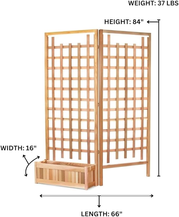 All Things Cedar PL30-Set 3-Piece Planter Set with Trellis Screen | Handcrafted Western Red Cedar | Includes Planter Boxes & 2 Trellis Screen | Untreated Cedar for Indoor & Outdoor Use
