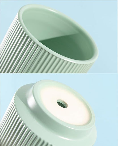 Ceramic 4.9+6.3 inch Planters, Modern Home and Office Flowerpot, Indoor and Outdoor Flowerpot with Drainage Hole (Green)