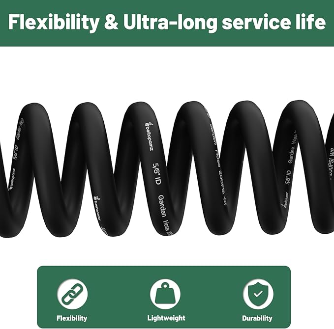 Short Garden Hose 1 ft x 5/8" Female to Female, Heavy Duty Small Water Hose Extend Connector, Leak-Free Connections Hybrid Rubber Leader Hose with 3/4" Double GHT Fittings, Black