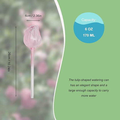 2 Pack Glass Plant Watering Globes, Self Watering Planter Insert Devices, Automatic Watering Bulbs for Indoor Plants, Plant Accessories, Flower Water Tubes, Water Plants Spikes While Away