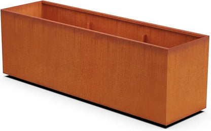 Plantercraft 72 Inch Large Rectangular Planters for Outdoor Plants | 6 FT Extra Large Corten Steel Planter Box | Heavy Duty Metal Planter Rectangle for Patios, Commercial Spaces & Garden Borders
